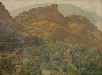 Vista para a cidade montanhosa de Mola, perto de Taormina