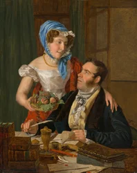O professor cartógrafo Josef Jüttner e sua esposa, 1824.