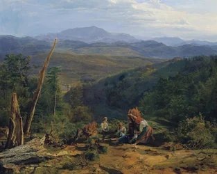 Viena Woods Landscape com Castelo de Wildegg