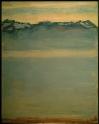 Lago de Genebra com os Alpes Savoie