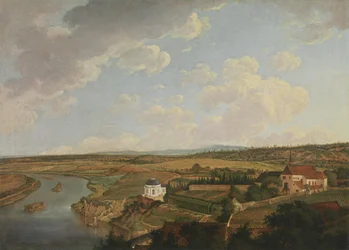 Vista do castelo de Aschaffenburg para o Templo do Pequeno-almoço e o mosteiro dos Capuchinhos (Ciclo de Aschaffenburg)