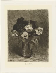Violetas num vaso
Flores (título sobre o objecto)