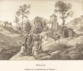 Quarta-feira - Trilho na baía de Mönchsberg em Salzburgo (quarta-feira - Trilho em Mönchsberge perto de Salzburgo)