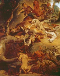 Detalhe da Caçada ao Javali, depois de uma pintura de Rubens, c.1840-50 (ver 203232)