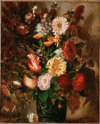 Flores num vaso de barro (pintura sobre tela)