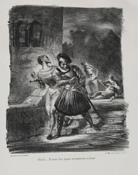 Ilustrações para Faust: Méphistophélés e Faust fogem após o duelo, 1828.