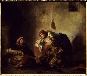 Músicos judeus em Mogador (antigo nome dessaouira) em Marrocos Pintura de Eugene Delacroix 1798-1863) 1847 Sol. 0,46x0,55 m Paris, Musee du Louvre.