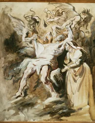 Job atormentado pelos demónios (pintura sobre tela)