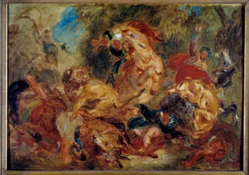 Caça ao leão. Esboço de Eugene Delacroix (1798-1863)