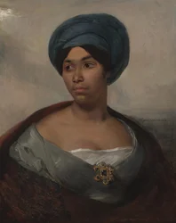 Retrato de uma mulher em um turbante azul, c.1827 (óleo sobre tela)