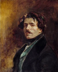 Pintura Auto-Retrato por Eugene Delacroix (1798-1863) 1837 Sun. 0,65x0,54 m - Auto-retrato de Eugene Delacroix (1798-1863)