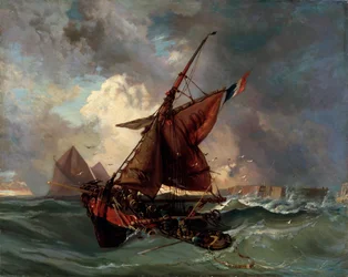 Navios em um mar tempestuoso, século XIX