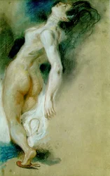 Estudo para a morte de Sardanapalus (pastel, giz vermelho e branco sobre papel)
