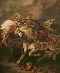 A batalha de Giaour e Hassan, depois do poema de Byron, "Le Giaour", 1835
