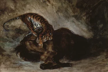 Tigre atacando um cavalo (wc no papel)
