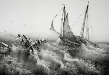 Depois da tempestade, Por Ferdinand Perrot (1808-1841), Litografia