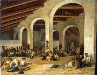 Quartel em Modena, de Ferdinando Buonamici, óleo sobre tela
