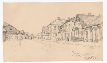 Rua em Oszmiana; verso: esboço de uma porta