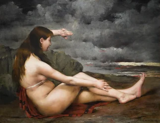 A rapariga que olha para o mar