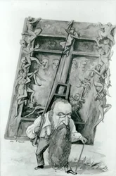Retrato de Auguste Rodin carregando os portões do Inferno (wc no papel)