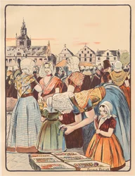 Um mercado em Zeeland, 1898.
