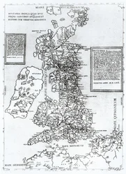 Carde, dup Regna contém Inglaterra e na Escócia e na Irlanda determinante, por Orgione de 1562 (gravura)