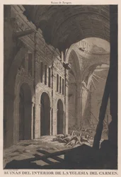 Vista das ruínas do interior da Igreja de Nossa Senhora do Carmo em Saragos..., 1808-14