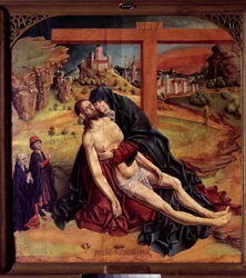 Virgem da Piedade (Pieta) Pintura de Fernando Gallego (ca. 1440-1507) 1470 Sol. 1,25x1,09 m Madrid, Museu do Prado