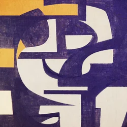 Formas abstratas violeta e douradas