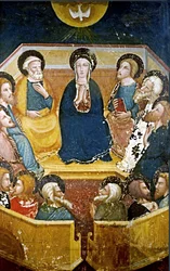 Virgem com os apóstolos pormenor