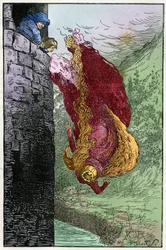 Ilustração de Filiberto Scarpelli (1870-1933) para a fábula "I Nanini del Bosco" (Os anões do bosque) de uma coleção de fábulas dos Irmãos Grimm "Branca de Neve e outros contos", aproximadamente 1920.
