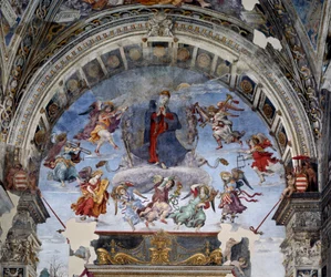 Assunção da Virgem, pormenor. Fresco de Filippino Lippi (1457-1504), 1488-1492, Roma, igreja de Santa Maria sopra Minerva, capela Carafa, Itália