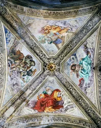Frescos de Filippino Lippi (1457-1504) na cúpula, Capela Strozzi. Igreja de Santa Maria Novella, Florença, Itália
