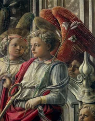 Madonna e Criança com Anjos e Santos, também chamada Nossa Senhora do Espírito Santo ou Barbadori Altarpiece por Filippo Lippi (ca 1406-1469), tempera sobre madeira, 208x244 cm