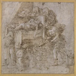 A morte de Meleager (caneta e tinta com guache sobre papel)