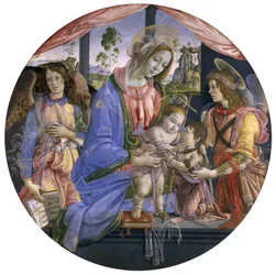 A Madona e o Menino com o Menino São João e dois anjos, meados da década de 1480 (têmpera sobre painel)
