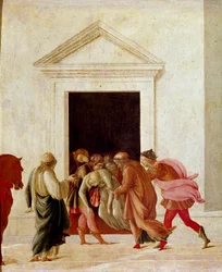 A morte de Lucrece Lucrece (lucrezia ou Lucretia) dama romana do século VI a.C. chega à morte após ter sido vítima da violência de Sextus Tarquin. Tarquínio é caçado desde Roma. Detrempe na madeira por Lippi filipino (1457-1504)