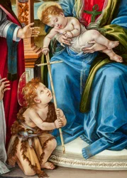 Virgem com criança e São João Baptista, São Martinho e Santa Catarina de Alexandria) Detalhe do Altar de Nerli (tempera no painel