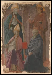 Santos Agostinho e Francisco, um Bispo Santo, e São Bento.