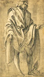 Estudo da figura humana masculina, desenho a lápis por Filippo Lippi (ca 1457-1504)