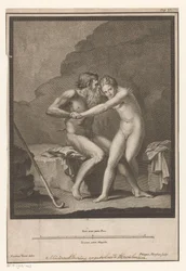 Faun stalks nus um jovem nu ou ninfa