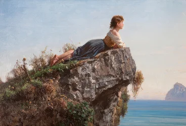 La fanciulla sulla roccia a Sorrento (A garota na rocha em Sorrento). 1871
