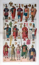 Traje militar e gladiador romano, c1800-1836
