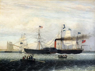 O Britannia a entrar no porto de Boston, 1848