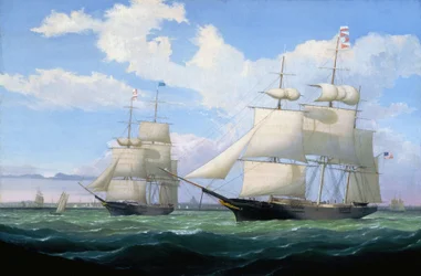 Os navios «Winged Arrow» e «Southern Cross» no porto de Boston