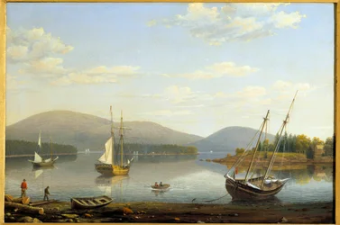Vista do Porto de Somes no Maine nos Estados Unidos Pintura de Hugh Lane Fitz (1804-1865) 1850 Coleção particular
