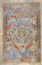 Acrescentar. 17738, f.3v Exegese dos versos de abertura do Livro de Job, ilustração de 