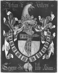 Brasão de Jehan de Villers (d.1439), Seigneur de Lille Adam, 3º Capítulo da Ordem do Tosão de Ouro, Dijon, 1430