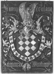 Brasão de Simon de Lalaing (1405-76) Seigneur de Montigny, 1º Capítulo da Ordem do Tosão de Ouro, Lille, 1431