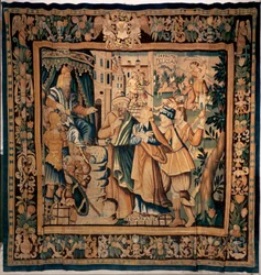 Tesouro do museu Conques (Le Trésor de Conques). Tapeçaria flamenga. História de Sainte Foy (?). Textos: DASIAN, S+PRIME, S+eVAPRAISE. Século XVI (?).